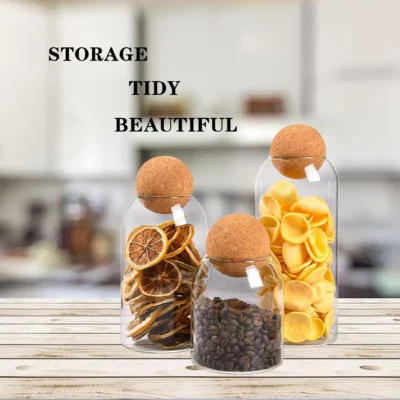Kitchen Glass Jars with Cork Ball Lids
