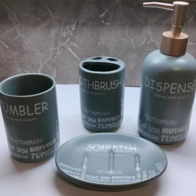 4-Pc Ceramic Bathroom Accessory Set