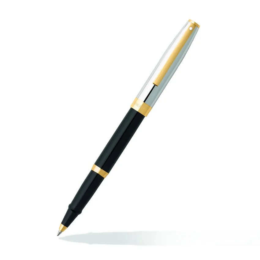 WP34242_1 Sheaffer SAGARIS 9475 Gloss Black Barrel and Chrome Cap Rollerball Pen With Gold Tone trim