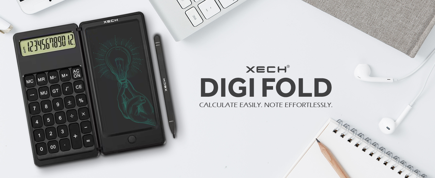 One of a kind 2 in 1 LCD E-Writer with 12 Digit Calculator