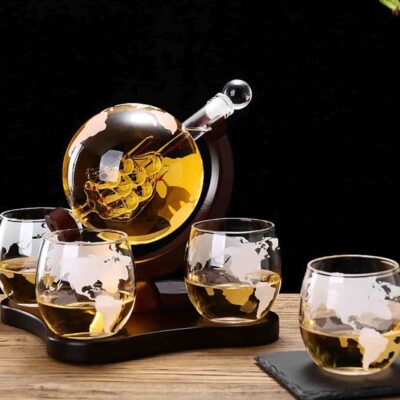 Earth Glass Whiskey Decanter Bottle Wine Set