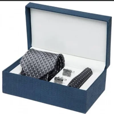 Formal Tie Pocket square Cufflink Leather Box Set