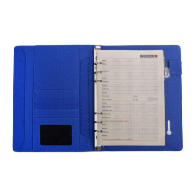 The stylish jute material cover leaves an impressive mark on the onlooker. Get ready to write in style and look classy in front of your colleagues. Easy to carry around, this is an ideal product that has got your phone battery and your office meetings covered for you. A-5 Size Powerbank Notebook Folder Blue Jute Fabric PU Cover with 8000 MaH Capacity Magnetic Lock with 16 GB Pen Drive Separate Pouches for Cards & Currency Wireless Charging on Top and Clip-in Pen Holder USB & Charging Lids Slot (Multiple Port) Power Button with Charging Indicator Personalization Type: Multicolor UV Printing