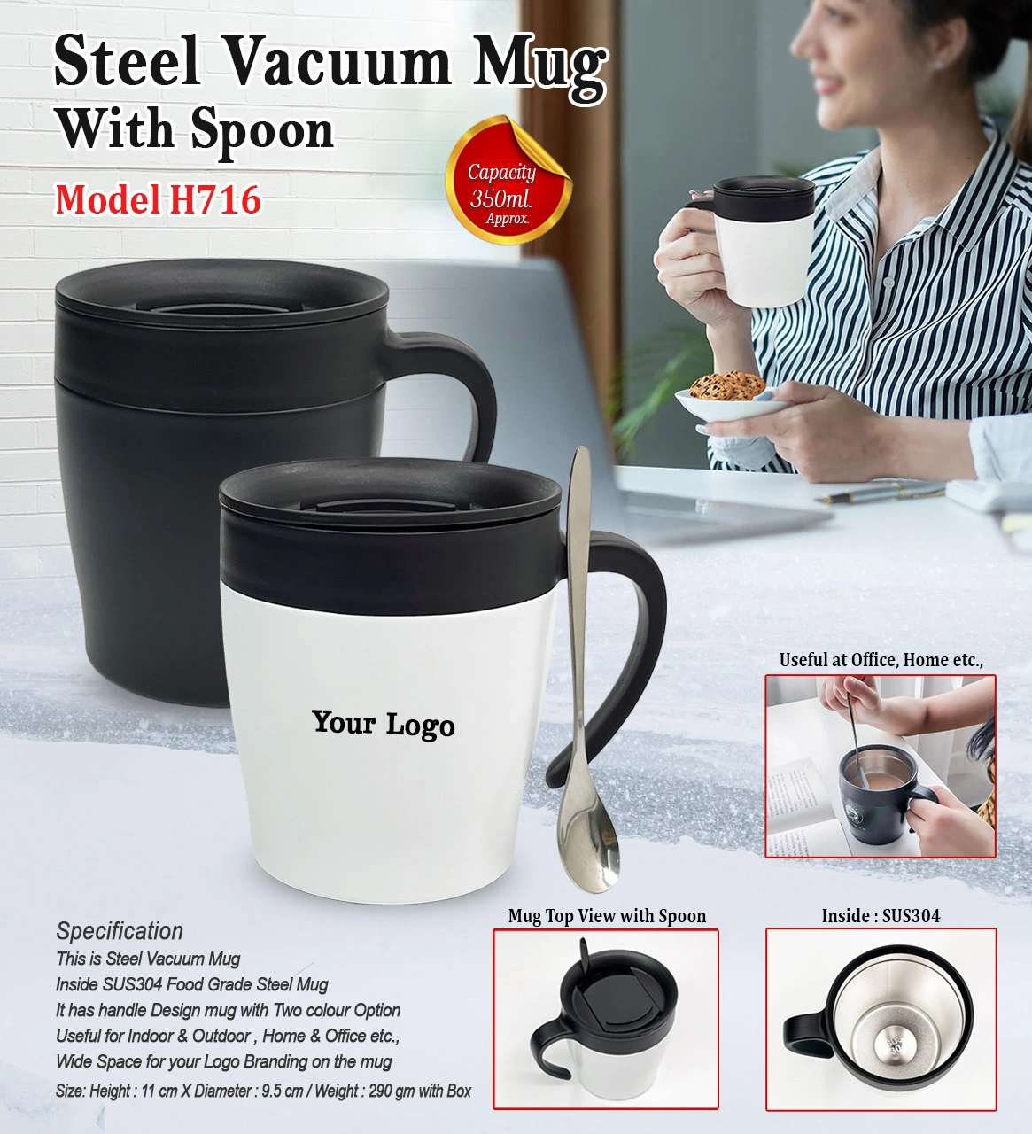 H716 350mljpg Steel Vacuum Mug