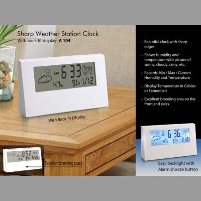 Sharp Weather Station clock with backlight