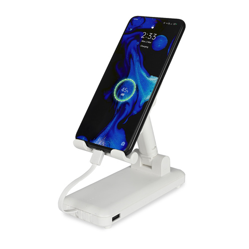 10000mAh White Encase Pro Power bank with Mobile Stand