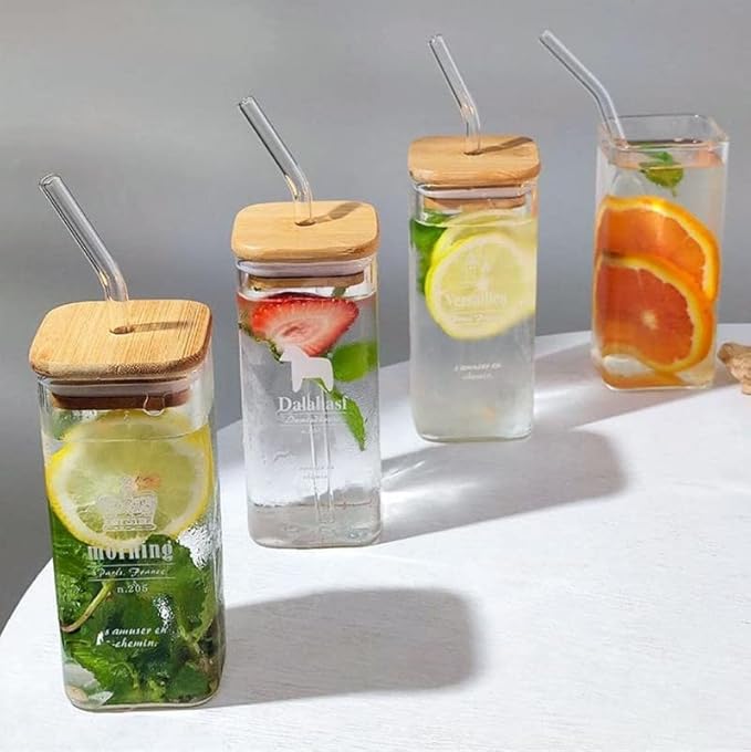 glass mug with straw