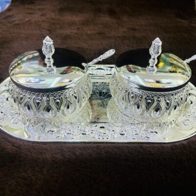 German Silver Mukhwas / Dry Fruit Bowl Set for Wedding Gifting , Diwali Gifting or Housewarming